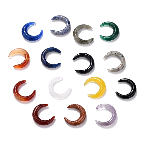 

PandaHall Natural & Synthetic Gemstone Beads, No Hole, for Wire Wrapped Pendant Making, Double Horn/Crescent Moon, 31x28x6.5mm Mixed Stone...