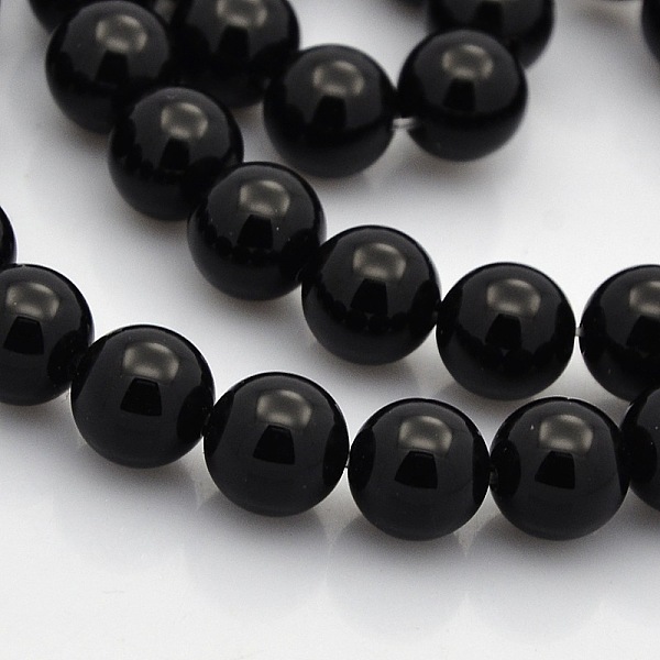 

PandaHall Round Natural Black Onyx Beads Strands, Dyed & Heated, 8mm, Hole: 1mm, about 50pcs/strand, 15.7 inch Black Onyx Round