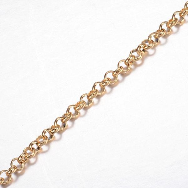 

PandaHall Ion Plating(IP) 304 Stainless Steel Rolo Chains, Belcher Chain, Unwelded, with Spool, for Jewelry Making, Golden, 3x1mm, about...