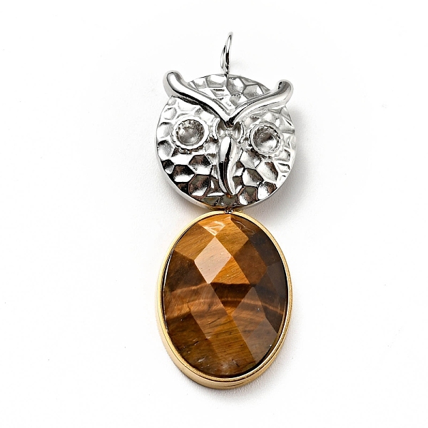 

PandaHall Faceted Natural Tiger Eye Pendants, with Ion Plating(IP) 304 Stainless Steel Findings, Owl & Oval Charms, Golden & Stainless Steel...