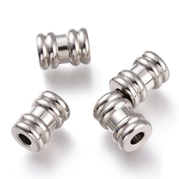 

PandaHall 202 Stainless Steel Groove Beads, Column, Stainless Steel Color, 8x6mm, Hole: 2.4mm 202 Stainless Steel Column