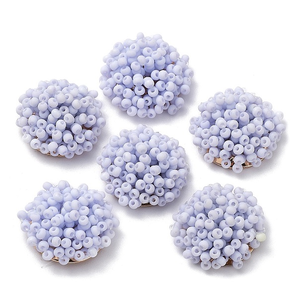 

PandaHall Glass Seed Beaded Cabochons, Cluster Beads, with Golden Plated Iron Perforated Disc Settings, Half Round, Colorful, 19.5x9mm Glass..., Purple