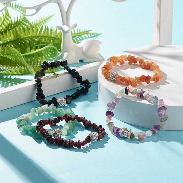 

PandaHall Natural Mixed Stone Chip Beads Stretch Bracelet with Rhinestone for Women, Inner Diameter: 2 inch(5.1cm) Mixed Stone Multicolor