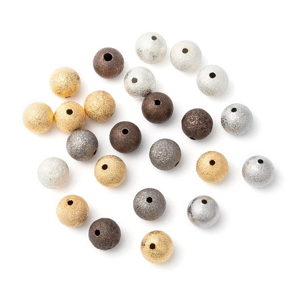 

PandaHall Brass Textured Beads, Cadmium Free & Lead Free, Round, Mixed Color, 6mm, Hole: 1mm Brass Round Multicolor