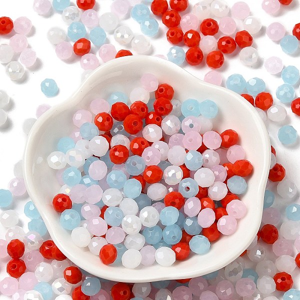 

PandaHall Glass Beads, Faceted, Rondelle, Orange Red, 6x5mm, Hole: 1mm, about 2360pcs/500g Glass Rondelle