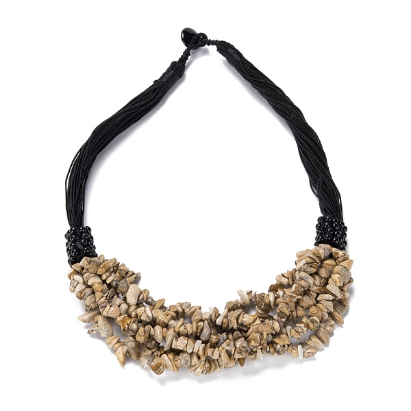 Naturbild Jaspis Nuggets Perlen Lätzchen Halsketten Für Mädchen Frauen