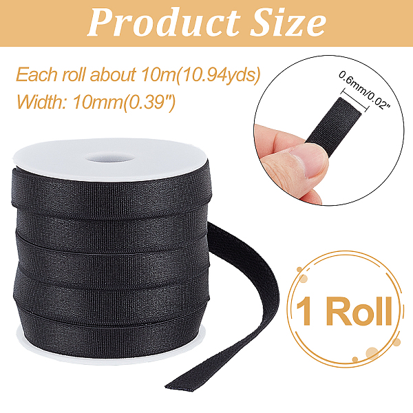 

PandaHall 10.94 Yards(10m) Bra Strap Elastic, 10mm Flat Elastic Bra Strap Polyester Elastic Band Stretchable Adjustable Cord Ribbon for DIY..., Black