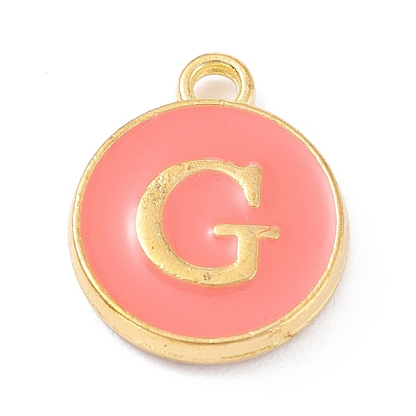 

PandaHall Golden Plated Alloy Enamel Charms, Enamelled Sequins, Flat Round with Alphabet, Letter.G, Hot Pink, 14x12x2mm, Hole: 1.5mm...