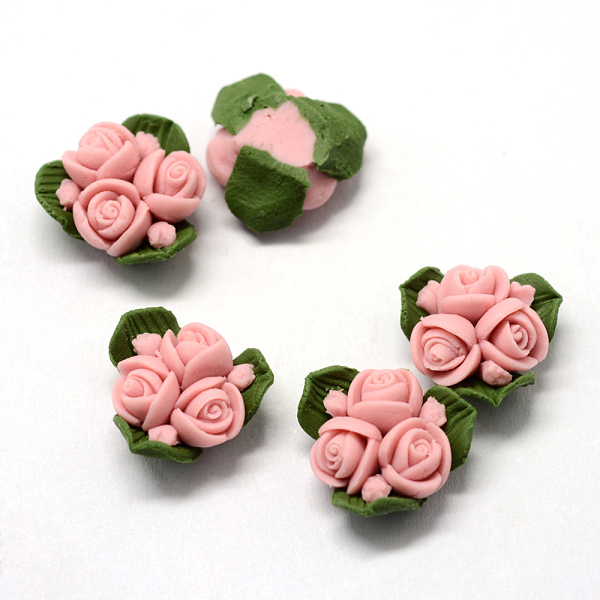 

PandaHall Handmade Porcelain Cabochons, China Clay Beads, Flower, Pink, 15.5~17.5x15~17x8~9mm Porcelain Flower Pink
