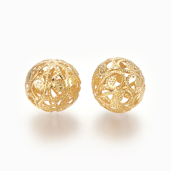 

PandaHall Iron Filigree Beads, Round, Light Gold, 20x19mm, Hole: 1.6mm Iron Round