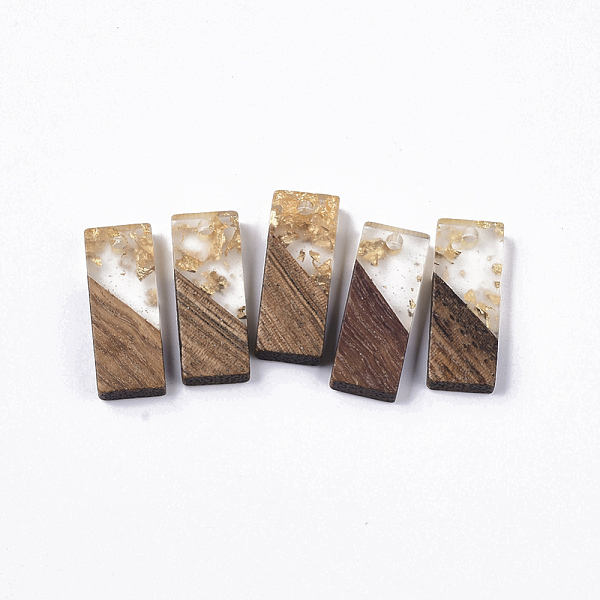 

PandaHall Transparent Resin & Walnut Wood Pendants, with Gold Foil, Rectangle, Gold, 23x9x3.5mm, Hole: 2mm Resin+Wood Rectangle Gold
