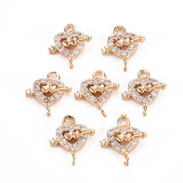 

PandaHall Rack Plating Brass Micro Pave Clear Cubic Zirconia Links Connectors, Long-Lasting Plated, Cadmium Free & Lead Free, Heart with...