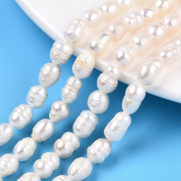 

PandaHall Natural Cultured Freshwater Pearl Beads Strands, Baroque Keshi Pearl Rice Beads, Seashell Color, 7.7~9.1x5.5~6.6mm, Hole...