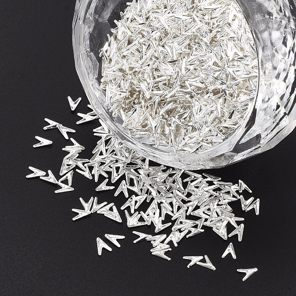 

PandaHall Brass Cabochons, Nail Art Decoration Accessories, V Shapes, Silver Color Plated, 3x2.5x0.3mm, about 10000pcs/bag Brass Word Silver