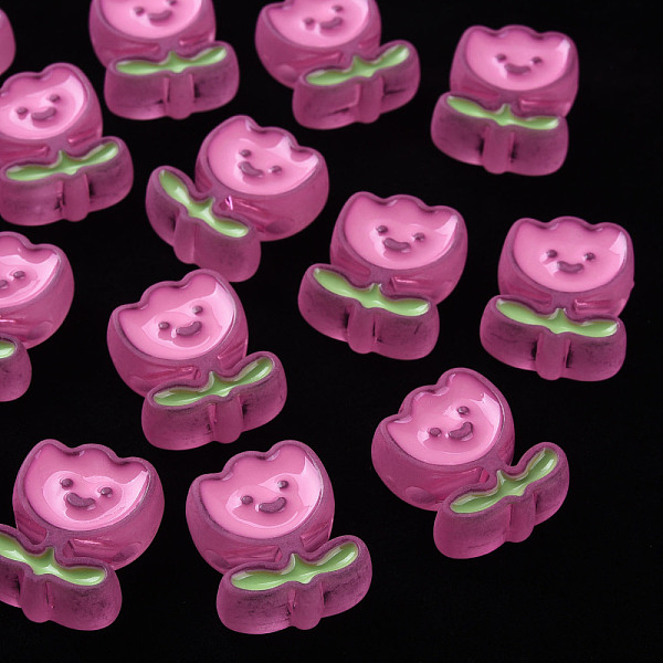 

PandaHall Transparent Acrylic Beads, with Enamel, Frosted, Flower, Hot Pink, 24.5x20x9mm, Hole: 3mm Acrylic Flower
