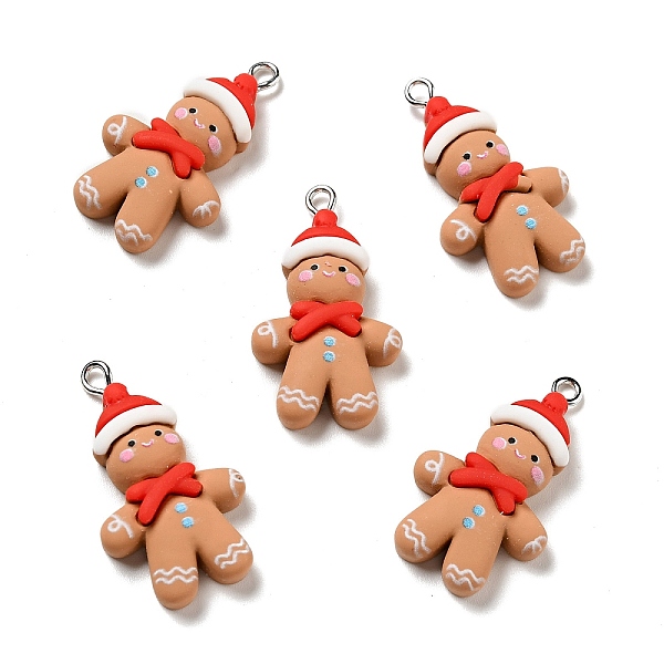 

PandaHall Christmas Opaque Resin Pendants, with Platinum Tone Iron Loops, Gingerbread Man Charm, Sandy Brown, 33x19x6.5mm, Hole: 2x2.7mm...