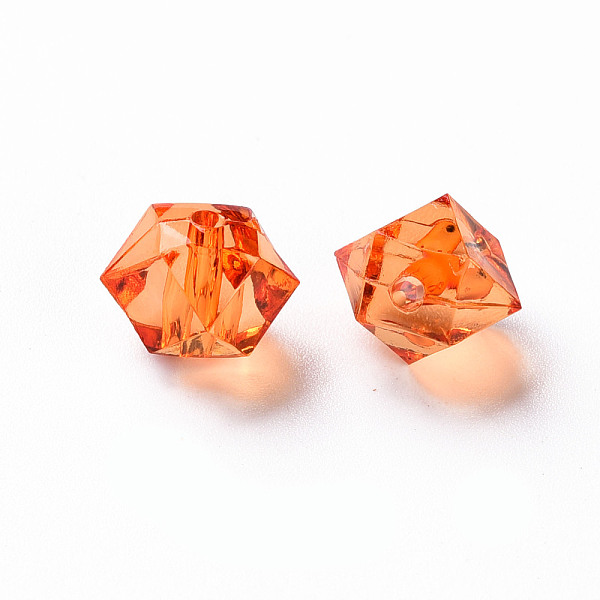 

PandaHall Transparent Acrylic Beads, Faceted, Polygon, Orange Red, 8x10x9mm, Hole: 1.6mm, about 1300pcs/500g Acrylic Polygon