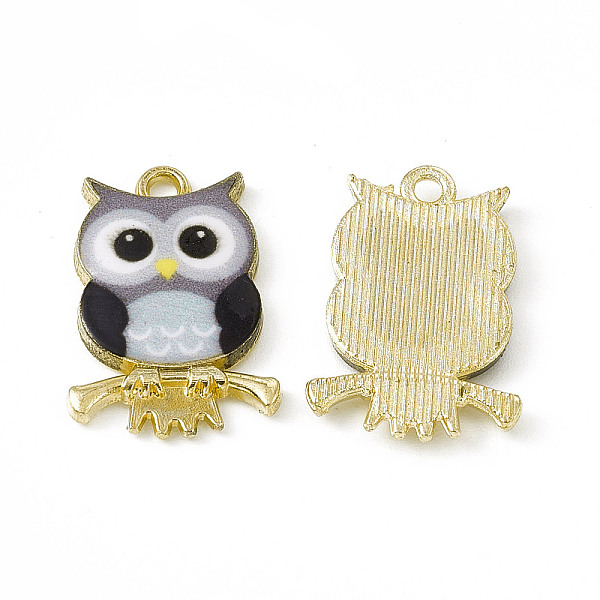 

PandaHall Painted Alloy Pendants, Owl Charm, Cadmium Free & Nickel Free & Lead Free, Golden, Black, 21.5x15x2.3mm, Hole: 2mm Alloy Owl Black