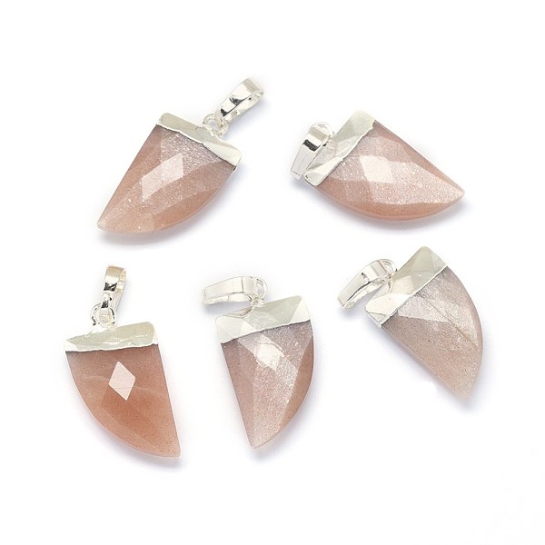 

PandaHall Natural Sunstone Pendants, with Long-Lasting Plated Brass Findings, Faceted, Scabbard, Silver, 19.5x11x5mm, Hole: 3.5x5.5mm...