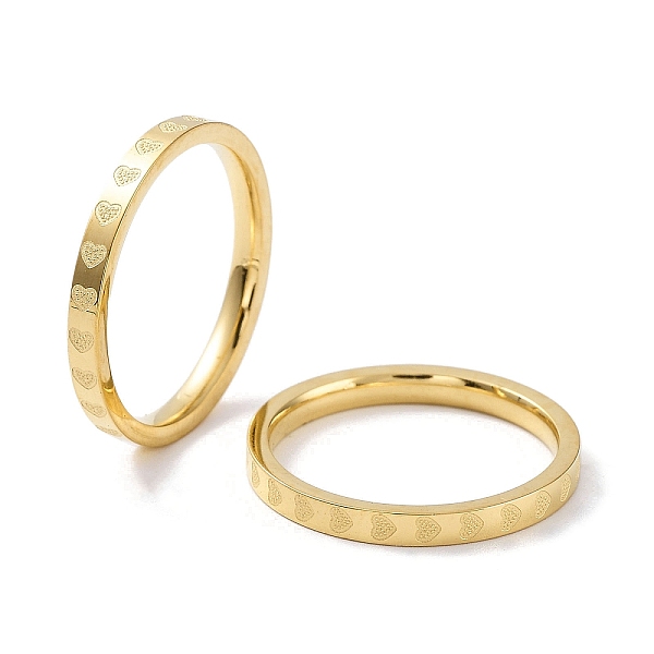 

PandaHall Ion Plating(IP) 304 Stainless Steel Polishing Finger Rings, Heart Pattern, Real 18K Gold Plated, US Size 7 1/4(17.5mm) 304...