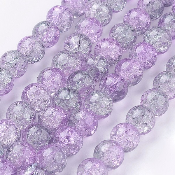 

PandaHall 1Strand Two Tone Transparent Crackle Glass Round Beads Strands, Plum, 10mm, Hole: 1.3~1.6mm, about 80pcs/strand, 31.4 inch Glass..., Purple
