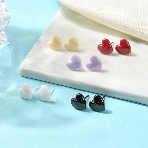 

PandaHall Hypoallergenic Bioceramics Zirconia Ceramic Heart Stud Earrings, No Fading and Nickel Free, Mixed Color, 9.8x9.8mm Zirconia..., Multicolor