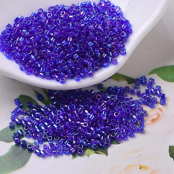 

PandaHall MIYUKI Delica Beads, Cylinder, Japanese Seed Beads, 11/0, (DB0178) Transparent Cobalt AB, 1.3x1.6mm, Hole: 0.8mm, about..., Blue