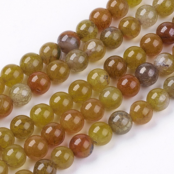 

PandaHall Natural Crackle Agate Stone Bead Strands, Round, 6mm, Hole: 1mm, about 68pcs/strand, 15.7 inch Crackle Agate Round Green
