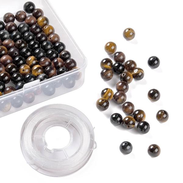 

PandaHall 100Pcs 8mm Natural Tiger Eye Round Beads, with 10m Elastic Crystal Thread, for DIY Stretch Bracelets Making Kits, 8mm, Hole: 1mm...