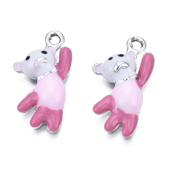 

PandaHall UV Plating Alloy Enamel Pendants, Cadmium Free & Lead Free, Bear, Platinum, Pale Violet Red, 20x11x4mm, Hole: 1.5mm Alloy+Enamel...