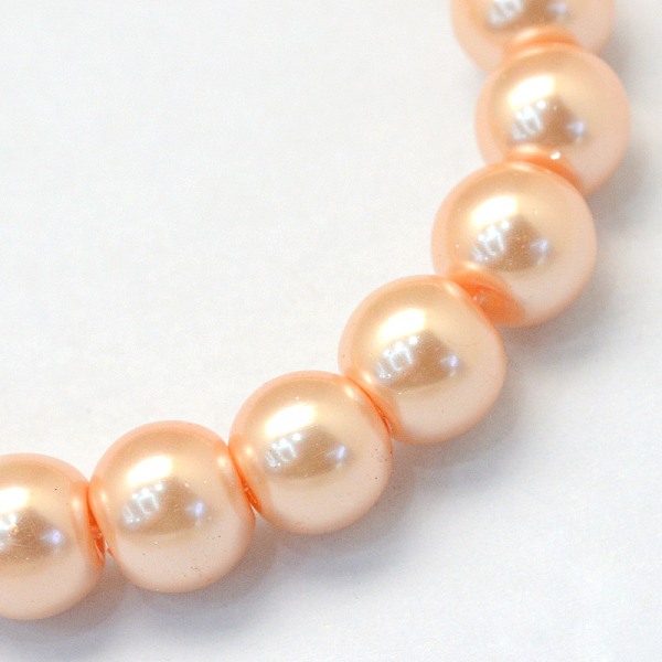 

PandaHall Baking Painted Glass Pearl Bead Strands, Pearlized, Round, Light Salmon, 5~6mm, Hole: 1mm, about 186pcs/strand, 31.4 inch Glass..., Red
