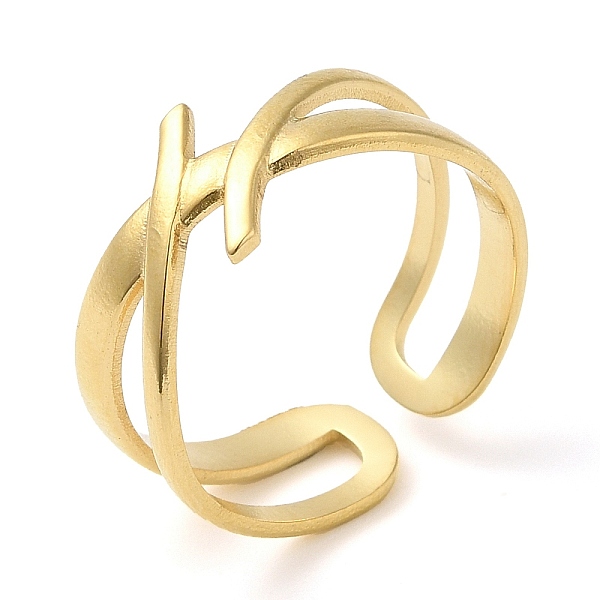 

PandaHall 304 Stainless Steel Hollow Open Cuff Ring for Women, Real 14K Gold Plated, Inner Diameter: 17mm 304 Stainless Steel