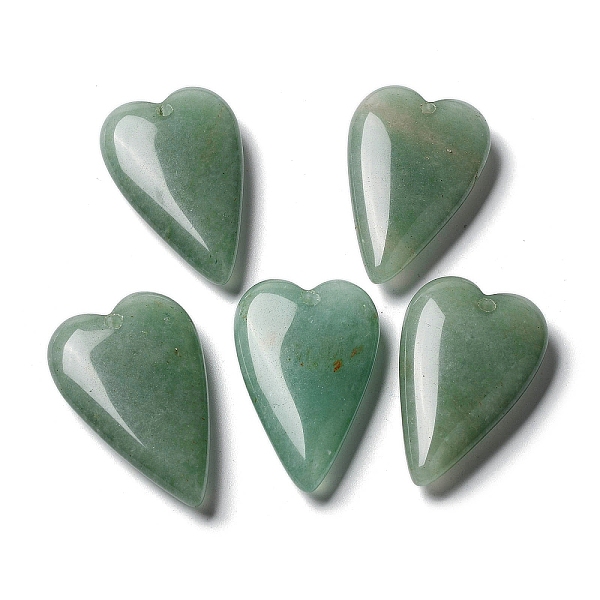 

PandaHall Natural Green Aventurine Pendants, Love Heart Charms, 38.5~39.5x25~25.5x9mm, Hole: 1.8mm Green Aventurine Heart
