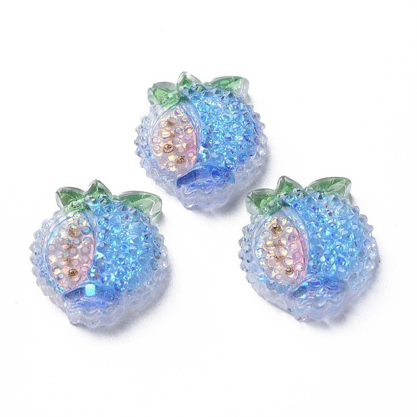 

PandaHall Transparent Epoxy Resin Cabochons, with Paillette, Blueberry, Cornflower Blue, 21.5x19x8mm Epoxy Resin Fruit