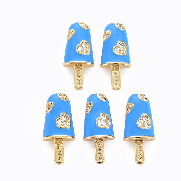 

PandaHall Brass Micro Pave Clear Cubic Zirconia Pendants, with Enamel, Cadmium Free & Nickel Free & Lead Free, Real 16K Gold Plated, Ice...