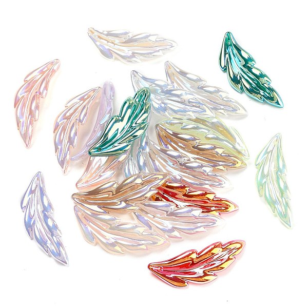 

PandaHall UV Plating Iridescent Acrylic Pendants, Leaf, Mixed Color, 40x14x5mm, Hole: 1.4mm Acrylic Leaf Multicolor