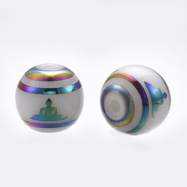 

PandaHall Electroplate Glass Beads Strands, Chakra Style, Round with Sit in Meditation Pattern, Colorful, 8mm, Hole: 1mm, 300pcs/bag Glass...