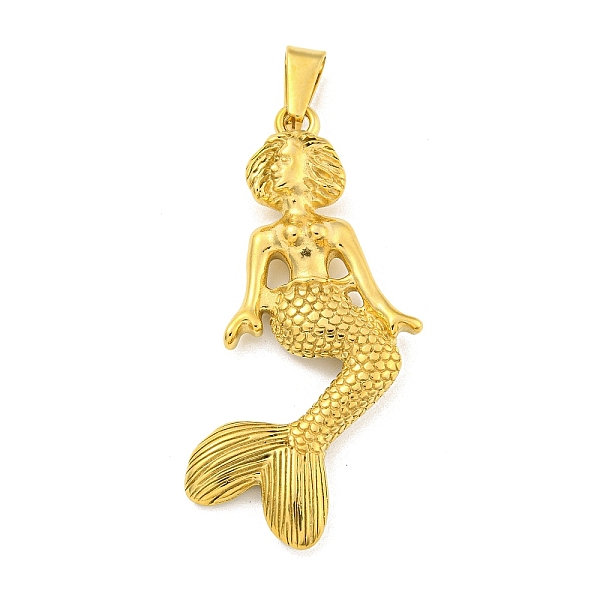 

PandaHall Ion Plating(IP) 304 Stainless Steel Big Pendants, Mermaid Charm, Golden, 65x34x7.5mm, Hole: 11.5x5mm 304 Stainless Steel Mermaid