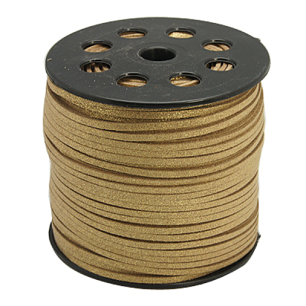 

PandaHall Glitter Powder Faux Suede Cord, Faux Suede Lace, Tan, 3mm, 100yards/roll(300 feet/roll) Faux Suede+Glitter Powder Orange