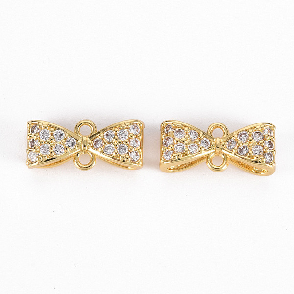 

PandaHall Brass Micro Pave Clear Cubic Zirconia Link Connectors, Nickel Free, Bowknot, Real 18K Gold Plated, 6.5x14.5x5mm, Hole: 1.2mm...