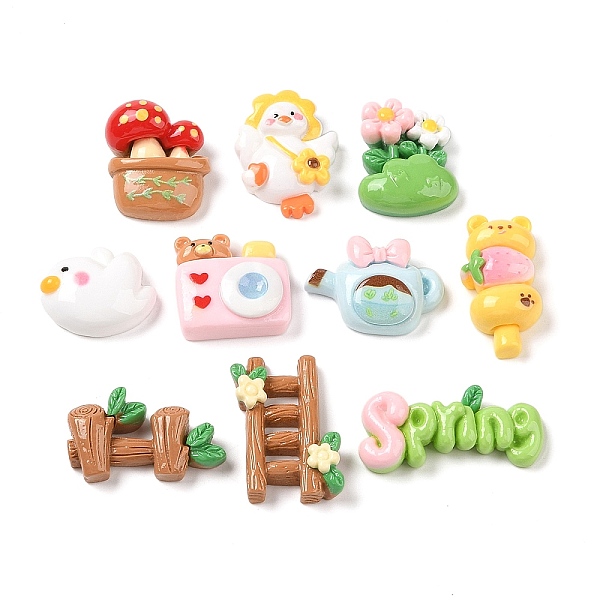 

PandaHall Spring Theme Opaque Resin Decoden Cabochons, Flower & Fence & Mushroom, Mixed Shapes, Mixed Color, 17~28x16~38x6~11mm Resin Mixed..., Multicolor