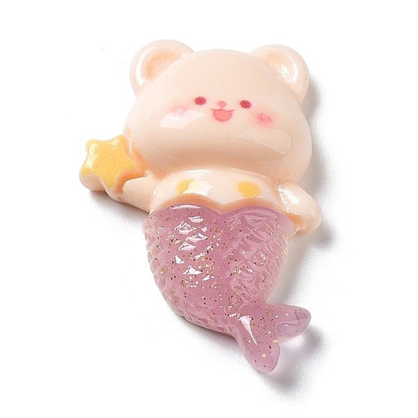 

PandaHall Cartoon Opaque Resin Cabochons, Glitter Mermaid, Bear, 27.5x19x7mm Resin Bear