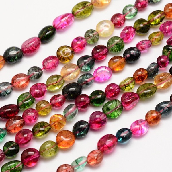 

PandaHall Natural Crackle Quartz Bead Strands, Tumbled Stone, Dyed, Nuggets, Colorful, 8~10x8~10mm, Hole: 1mm, about 15.74 inch Crackle...