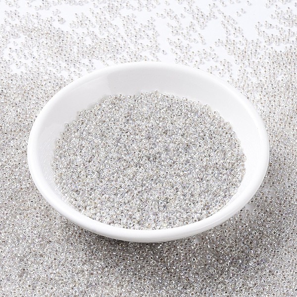 

PandaHall MIYUKI Round Rocailles Beads, Japanese Seed Beads, 11/0, (RR1001) Silverlined Crystal AB, 2x1.3mm, Hole: 0.8mm, about..., Clear