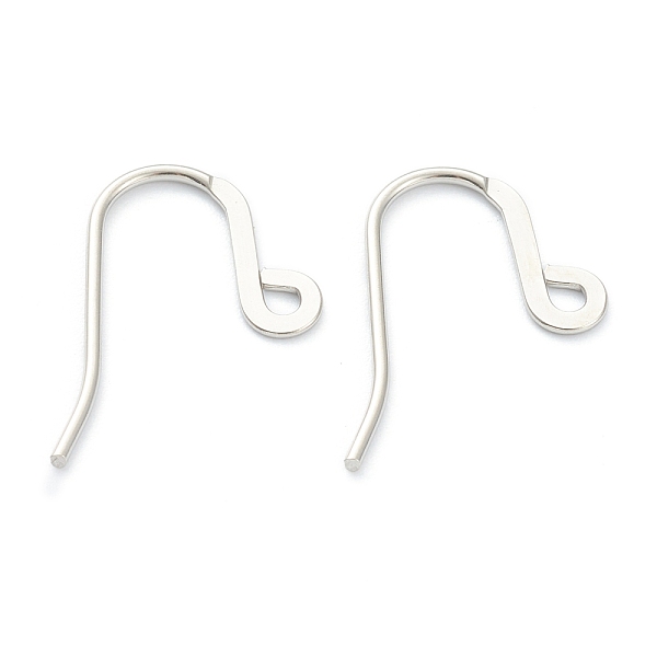 PandaHall 316 Surgical Stainless Steel Earring Hooks, Ear Wire, with Horizontal Loop, Stainless Steel Color, 24x15x1mm, Hole: 1.7mm, Pin...