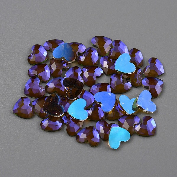 

PandaHall Transparent K9 Glass Cabochons, Flat Back, AB Color Plated, Heart, 5x6x1.5mm Glass Heart