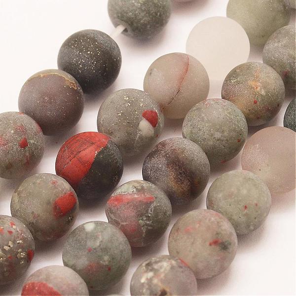 

PandaHall Natural African Bloodstone Beads Strands, Heliotrope Stone Beads, Round, Frosted, 10mm, Hole: 1mm, about 37pcs/strand, 15 inch...