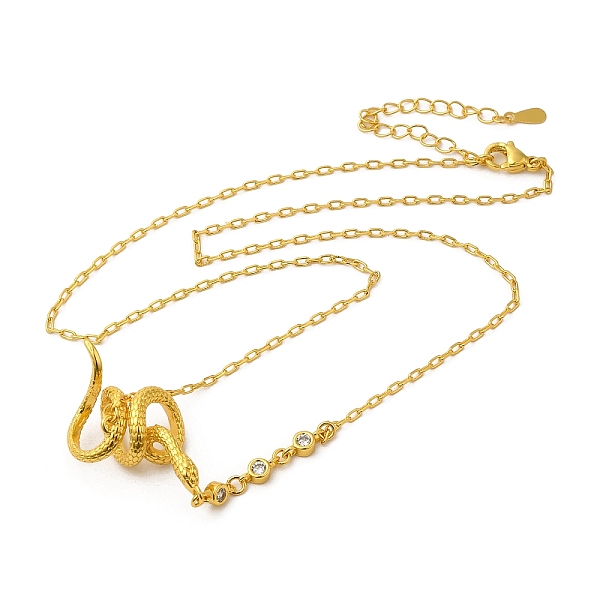 

PandaHall Brass Snake & Cubic Zirconia Pendant Necklaces, Golden, 16.22 inch(41.2cm) Cubic Zirconia