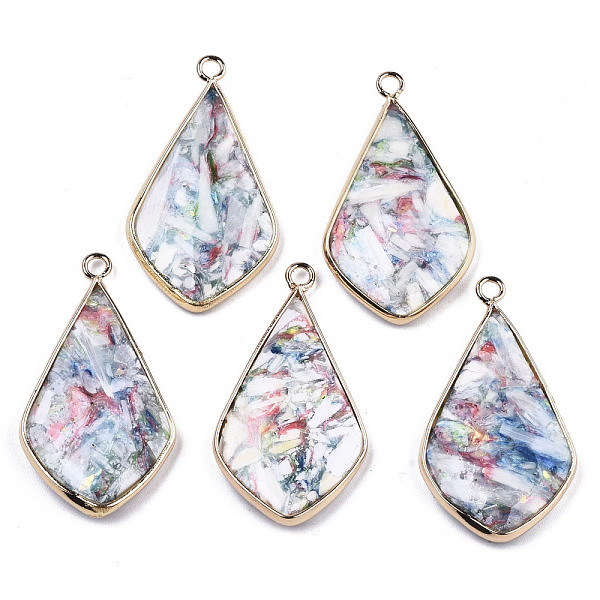 

PandaHall Synthetic Calcite Pendants, with Light Gold Plated Brass Edge and Loop, Dyed, Rhombus, Colorful, 39x21x4.5~5mm, Hole: 2mm Calcite...