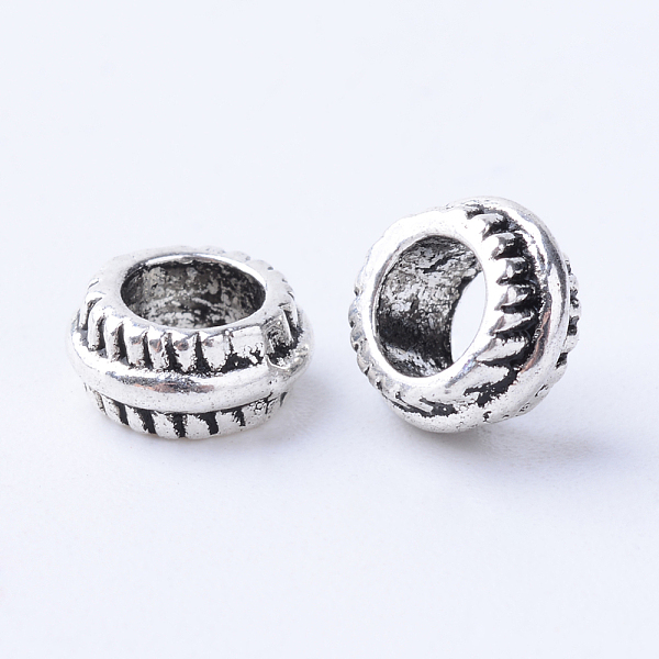 

PandaHall Tibetan Style Alloy European Beads, Large Hole Beads, Rondelle, Cadmium Free & Lead Free, Antique Silver, 7x3.5mm, Hole: 4mm...